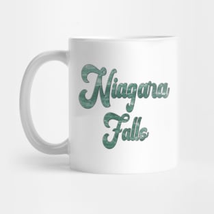 Niagara Falls Emerald Green Waters in Canada and USA, Word Art Script Typography Mug